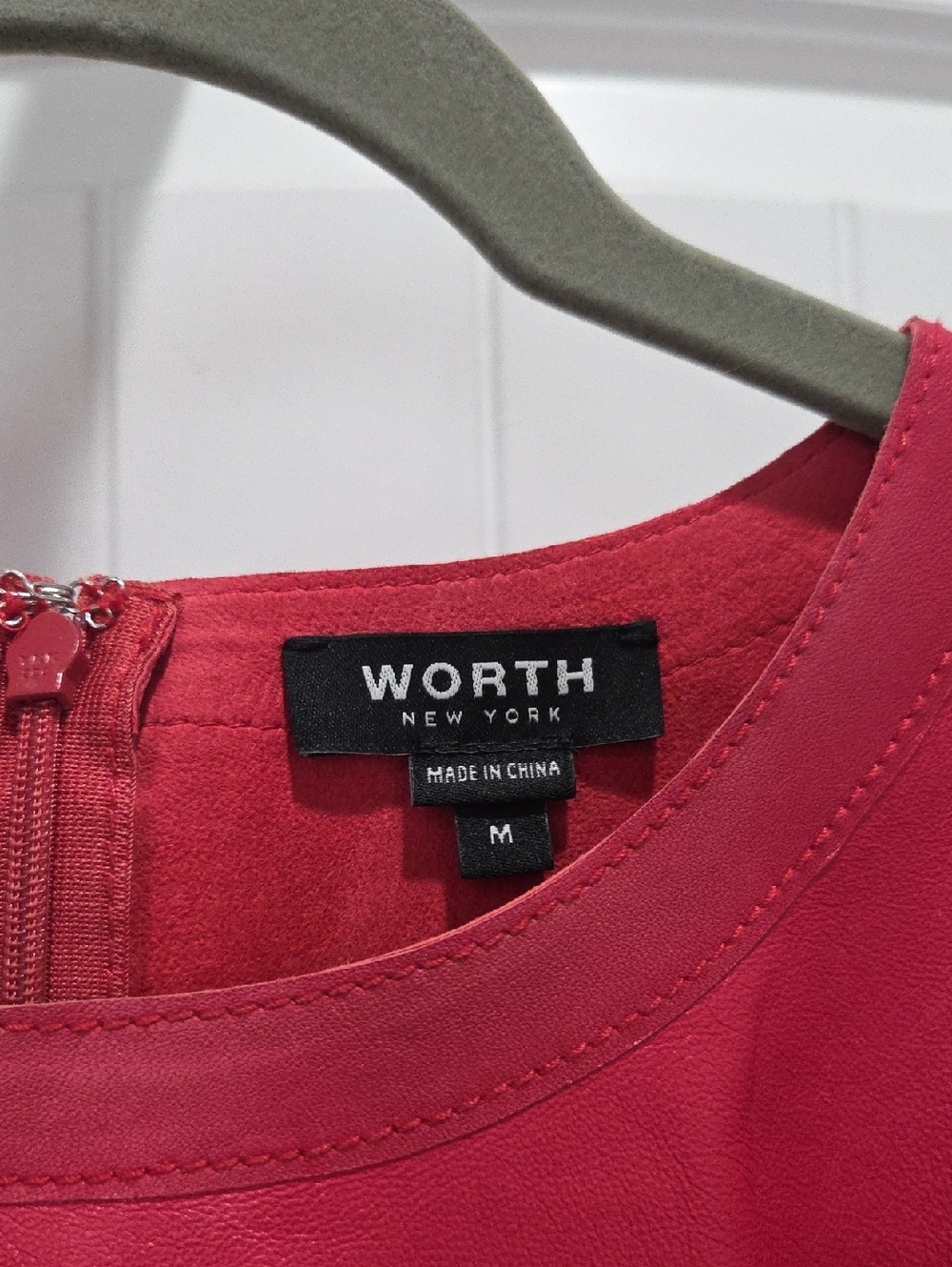 Worth New York Red Leather 3/4 Sleeve Top, Medium - Picture 2 of 8
